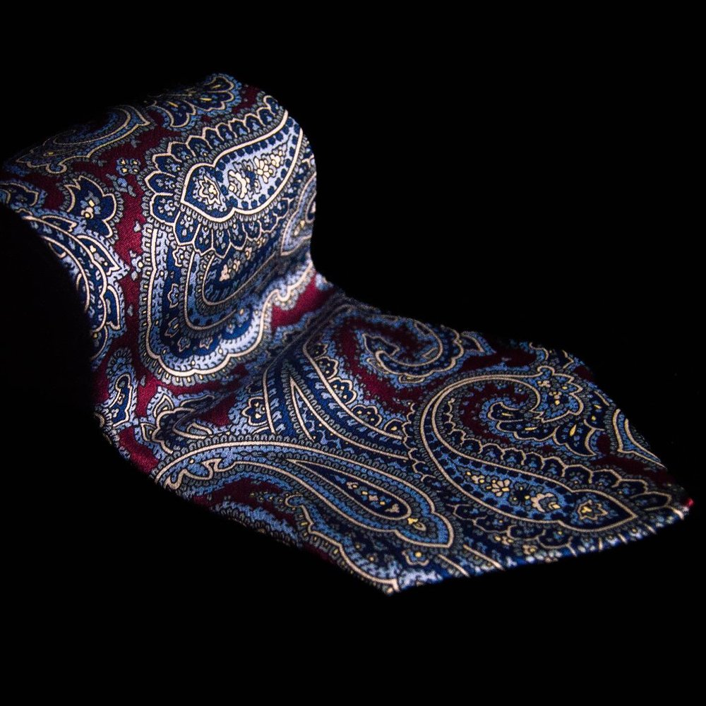 Britt - Men’s Burgundy Paisley 100% Silk Neck Tie 3.5"W x 57"L